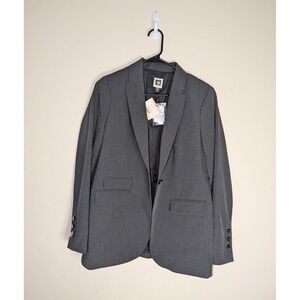 Anne Klein Mid Heather Grey Single Button Blazer Jacket Size 2 10913517-6FJ